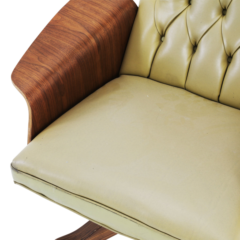 Tufted Tan Leather / Bentwood Executive Chair