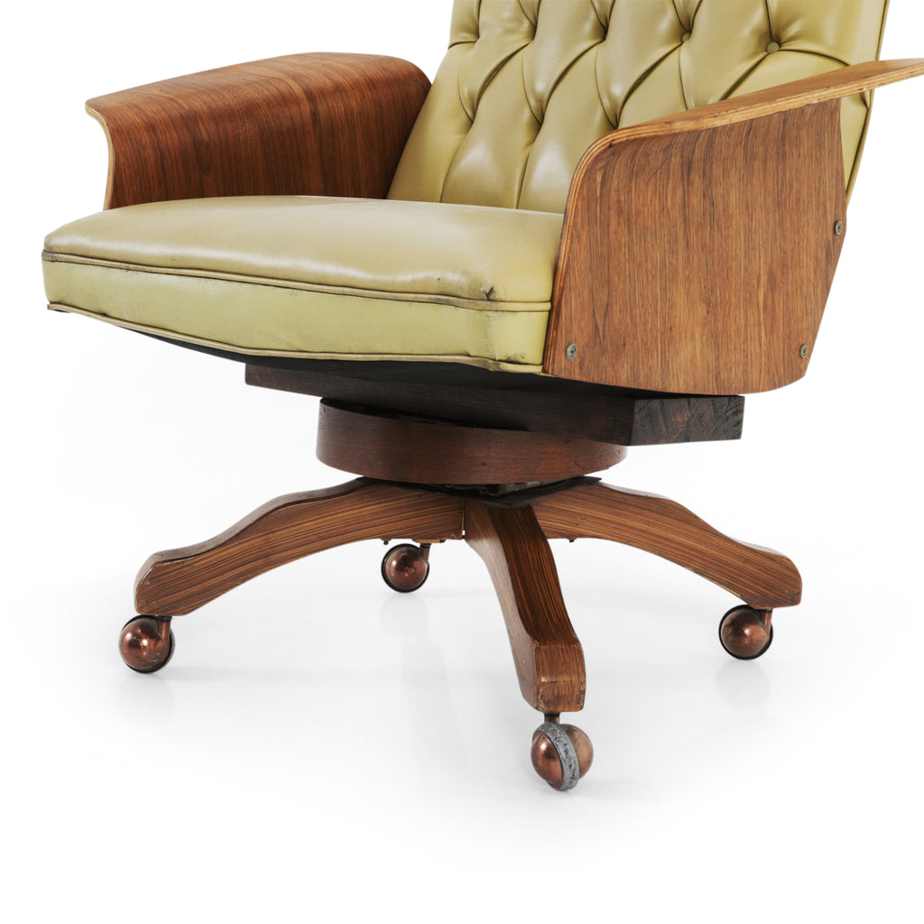 Tufted Tan Leather / Bentwood Executive Chair