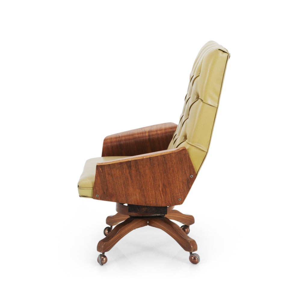 Tufted Tan Leather / Bentwood Executive Chair