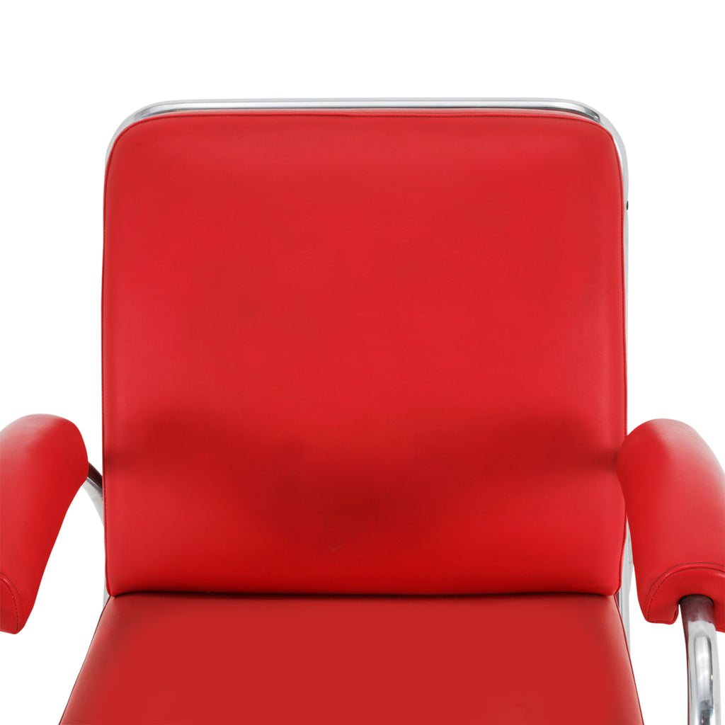 Red Leather / Chrome Deco Armchair