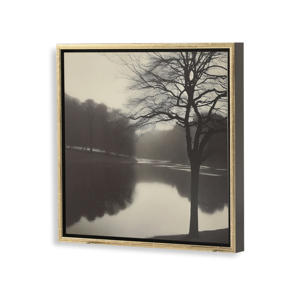 1355 (A+D) BW Tree Lake Gold Frame