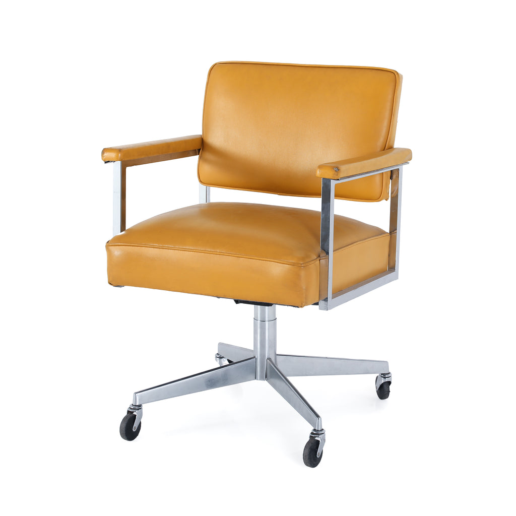 Vintage Yellow Leather Office Chair