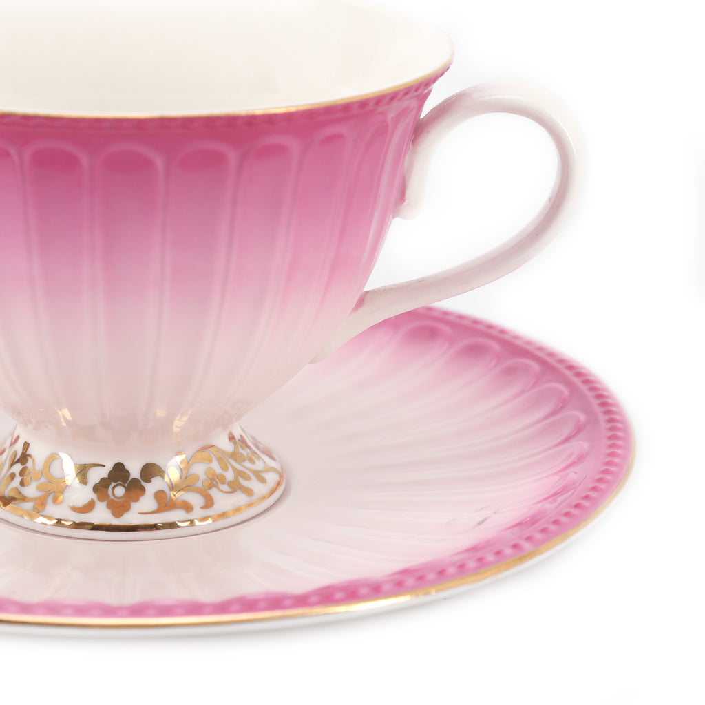 Pink Ombre Teacup + Dish