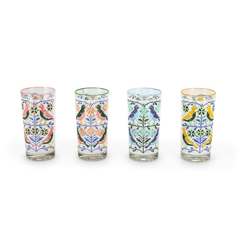 Bird Needlepoint Glassware