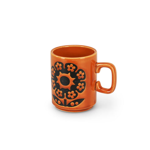Orange Floral Ceramic Mug