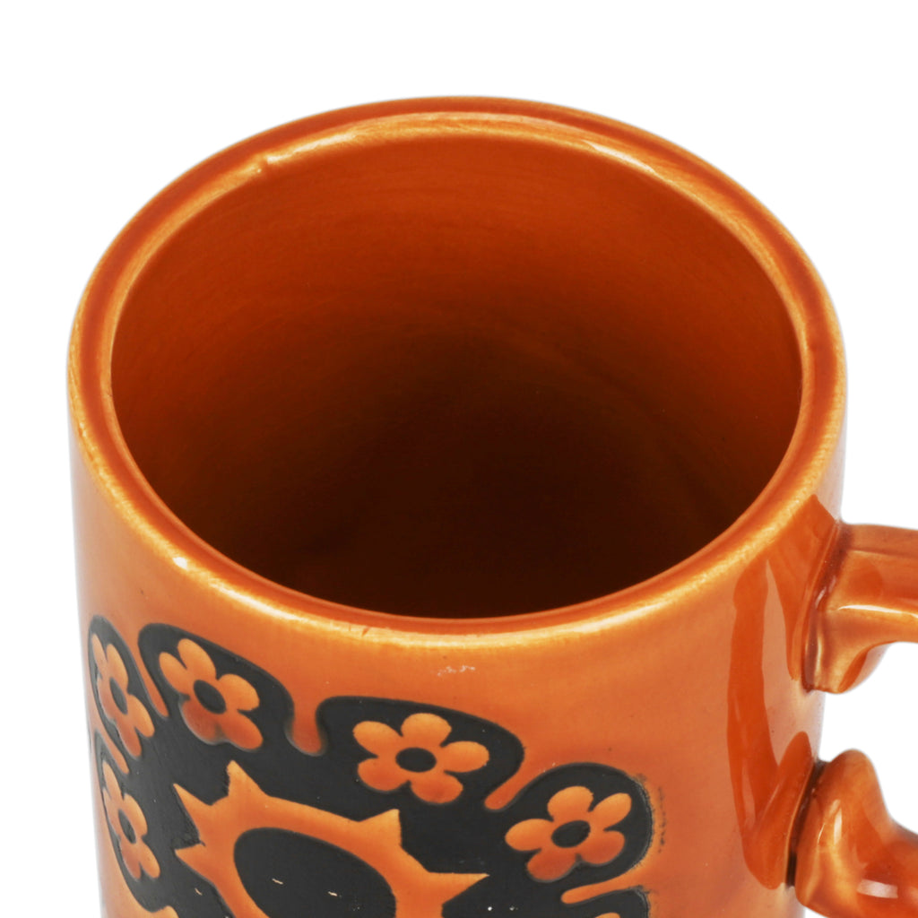 Orange Floral Ceramic Mug