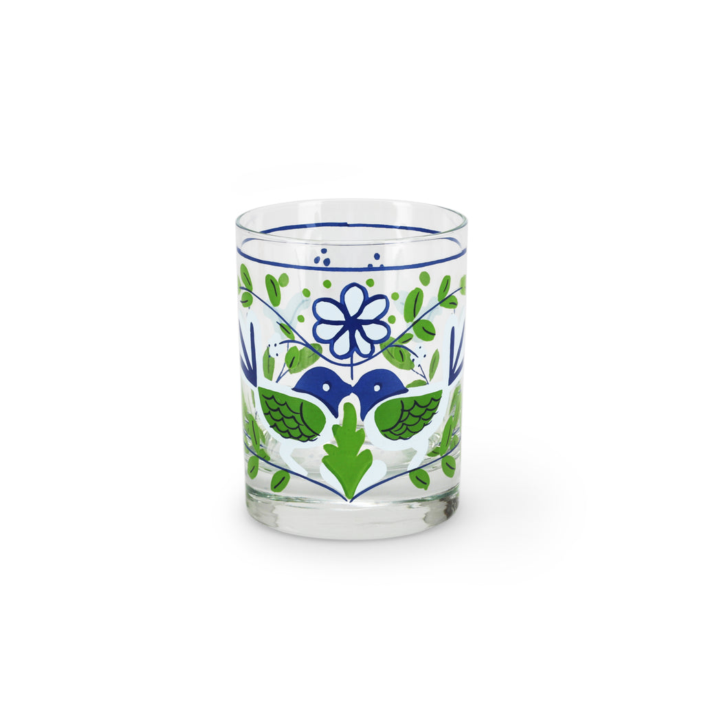 Hand Painted Blue / Green Drinking Glasses