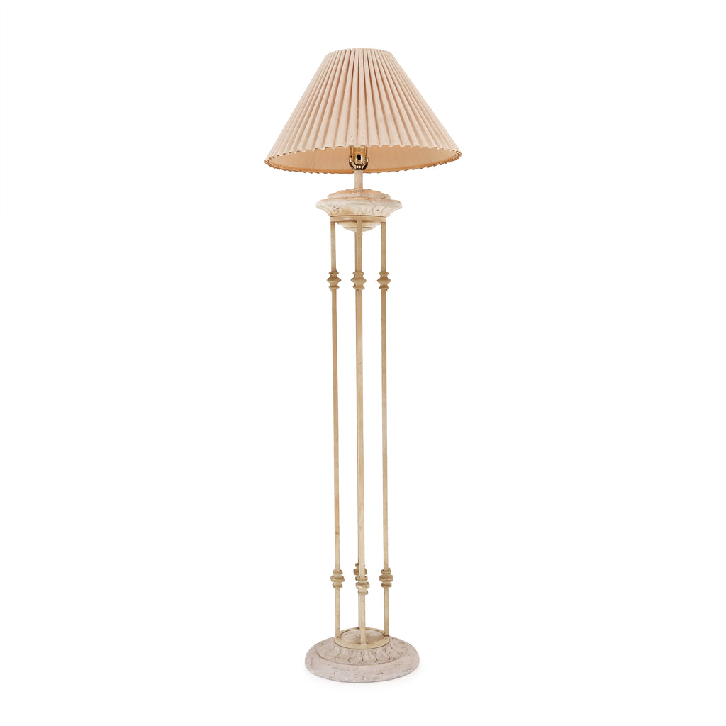 Tan Metal & Stone Floor Lamp