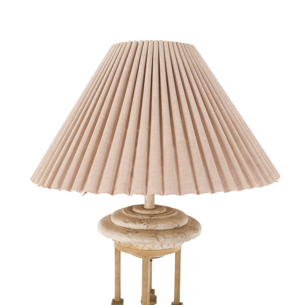 Tan Metal & Stone Floor Lamp