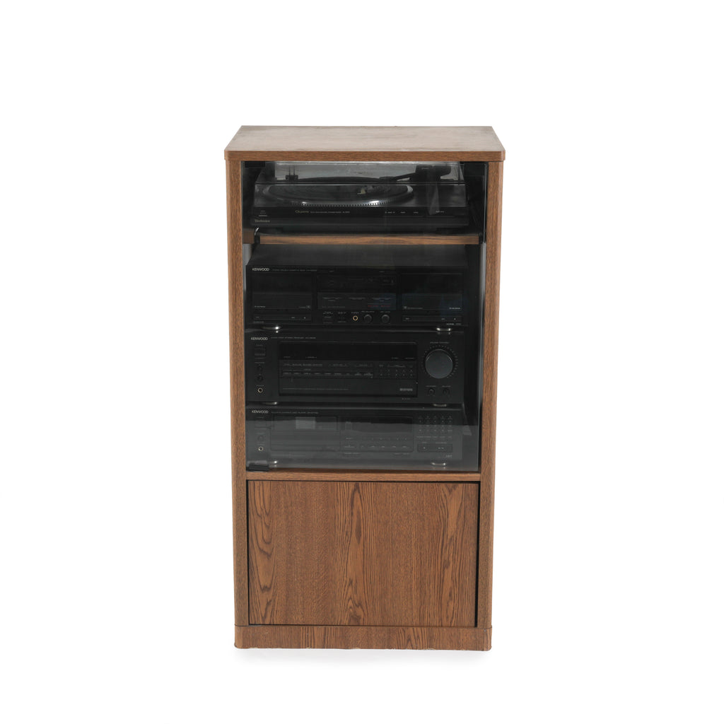Wooden Stereo Cabinet w/ Various Components