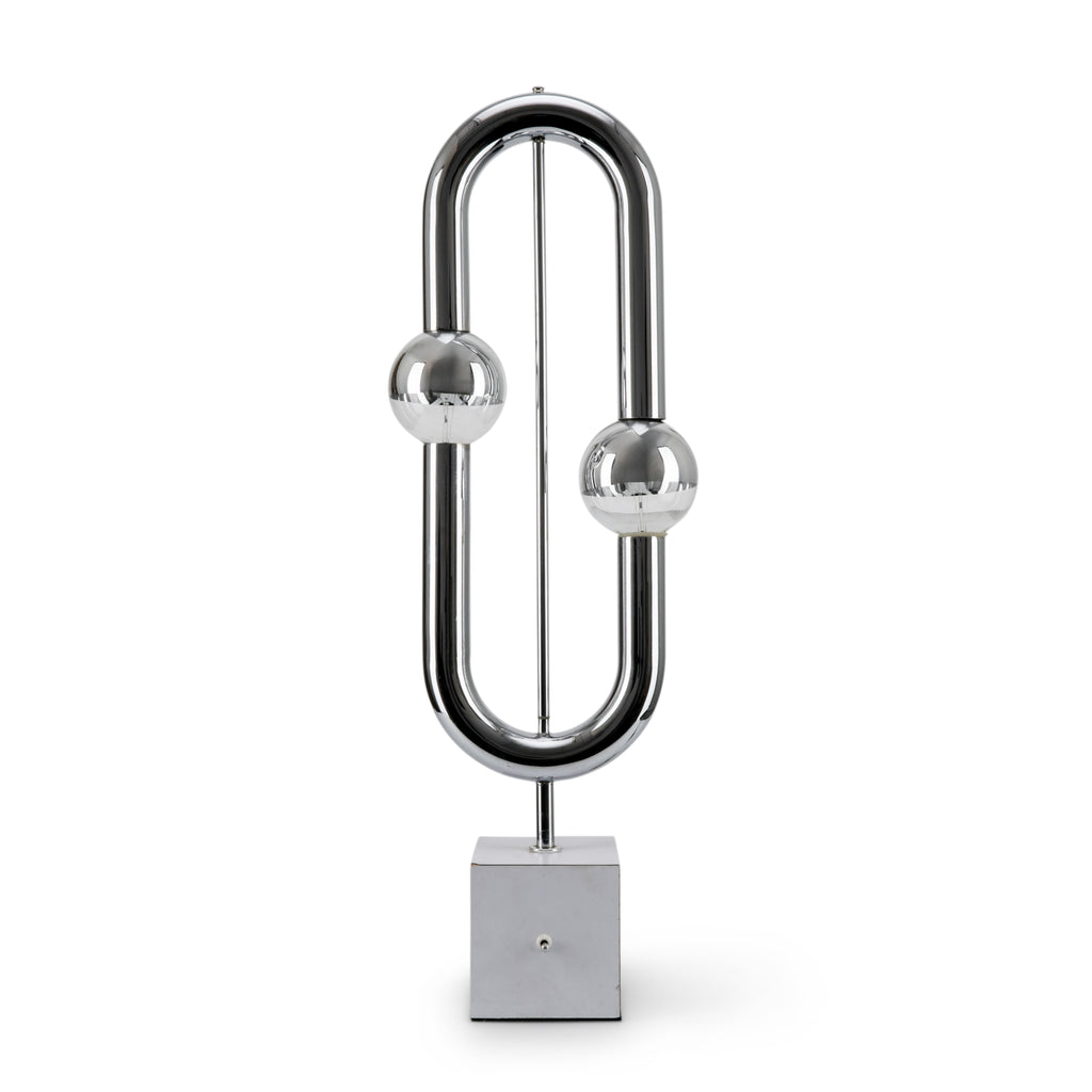 Chrome Loop Double Orb Table Lamp