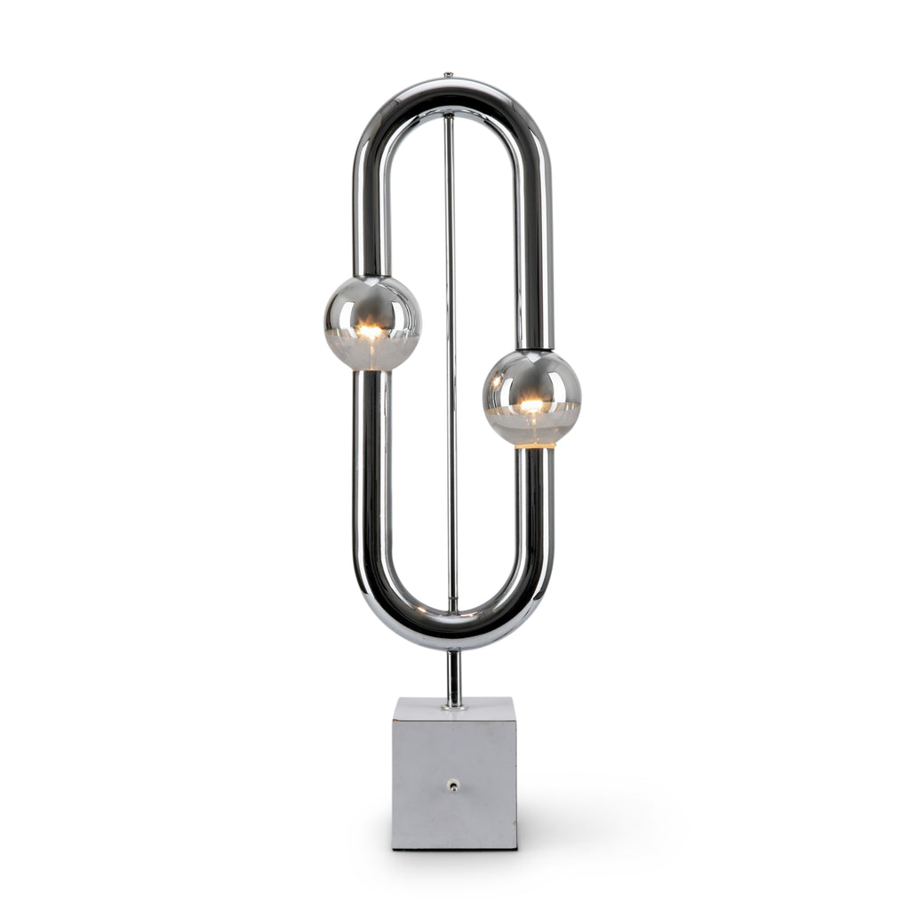 Chrome Loop Double Orb Table Lamp