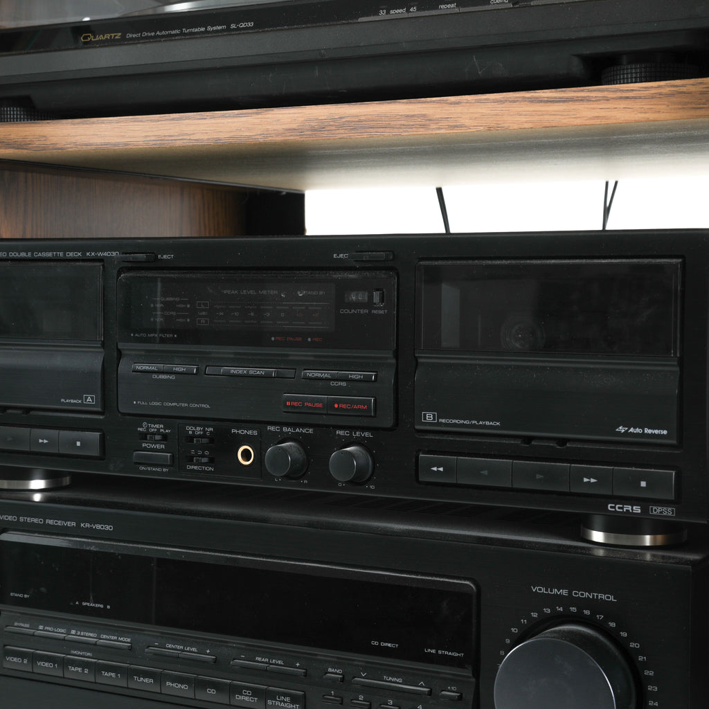 Wooden Stereo Cabinet w/ Various Components
