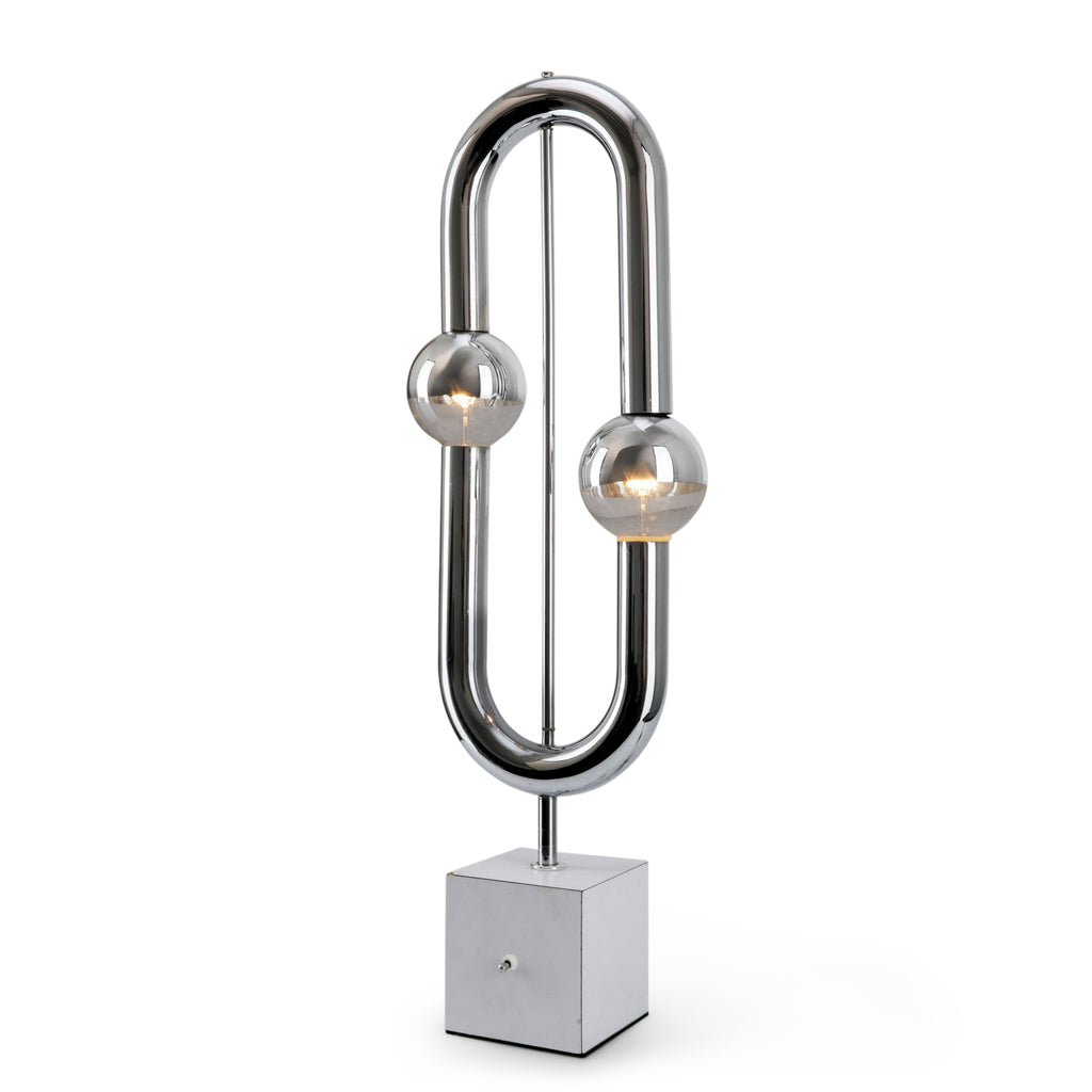 Chrome Loop Double Orb Table Lamp