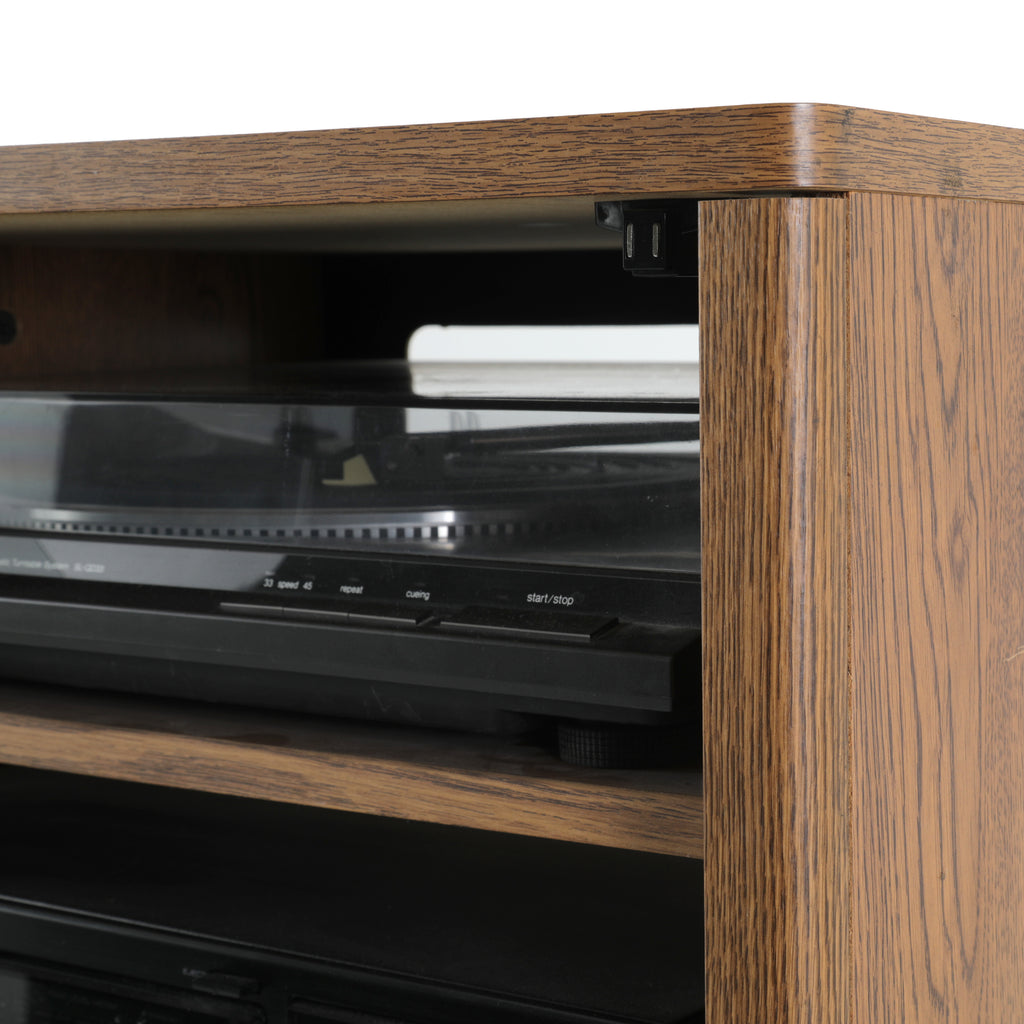 Wooden Stereo Cabinet w/ Various Components