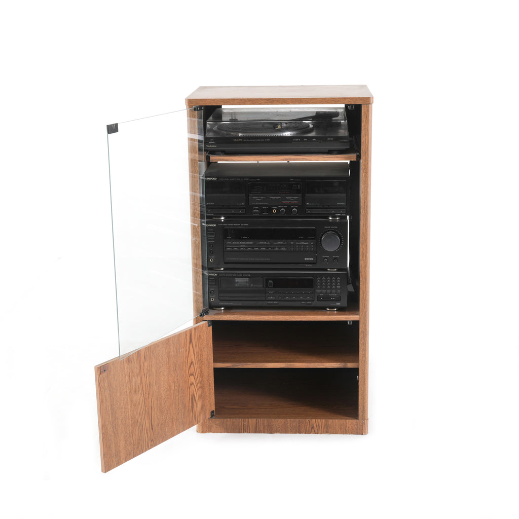 Wooden Stereo Cabinet w/ Various Components