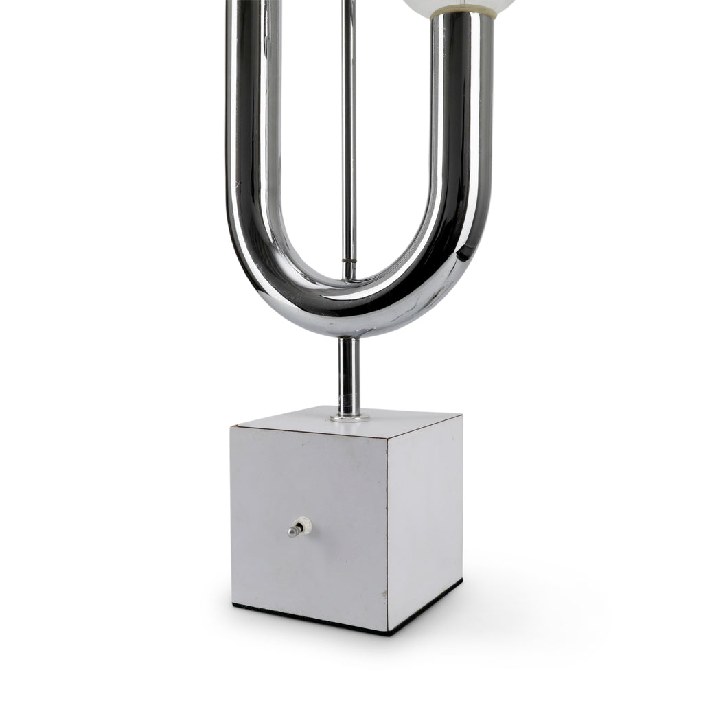 Chrome Loop Double Orb Table Lamp