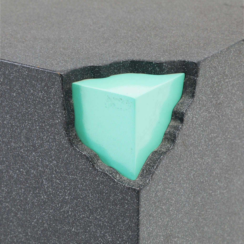 Grey Pedestal with Exposed Teal Edge