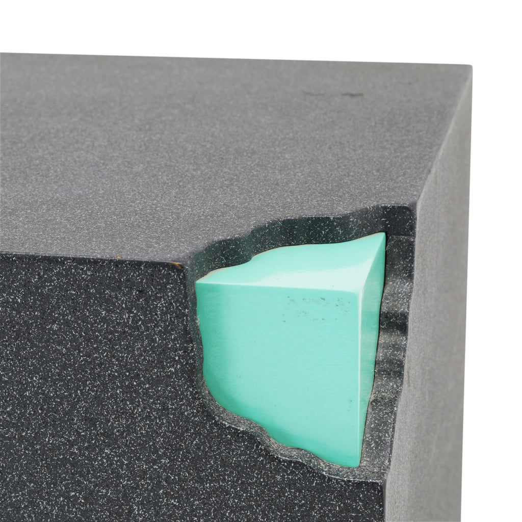 Grey Pedestal with Exposed Teal Edge