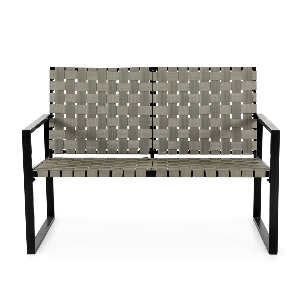 Beige and Black Modern Outdoor Loveseat
