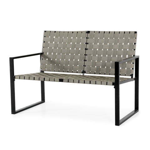Beige and Black Modern Outdoor Loveseat