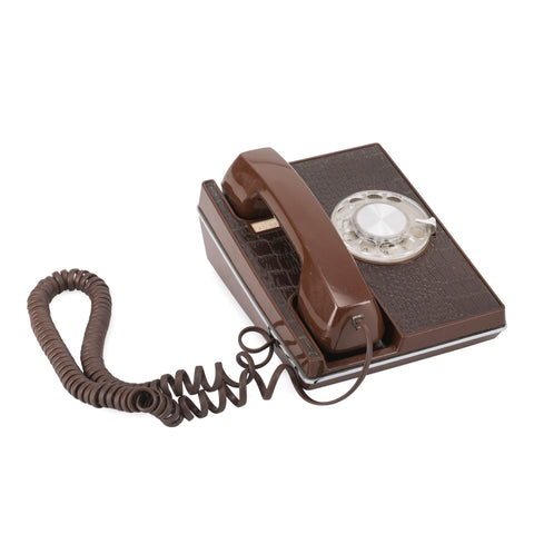 Vintage Brown Textured Rotary Telephone
