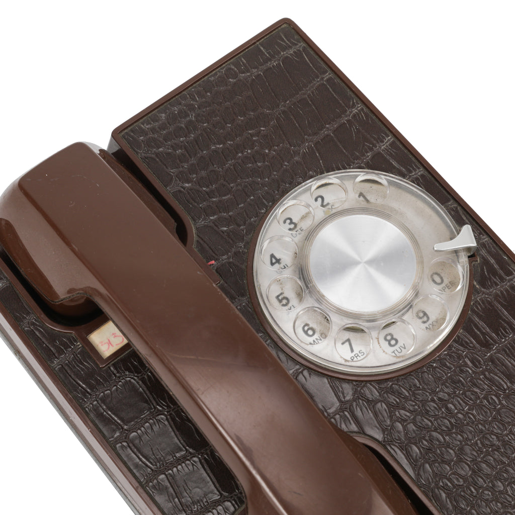 Vintage Brown Textured Rotary Telephone