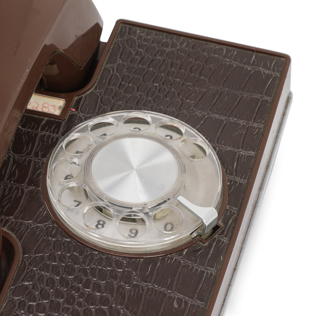 Vintage Brown Textured Rotary Telephone