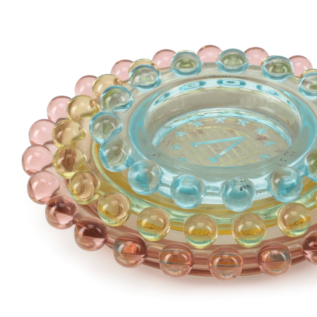 Multicolor 3-Piece Stacking Glass Ashtray
