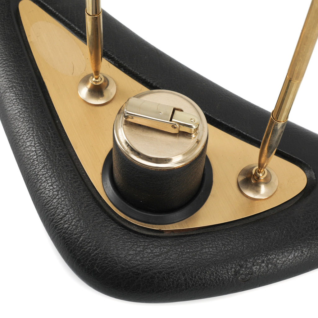 Black Leather & Brass Pen Holder / Lighter