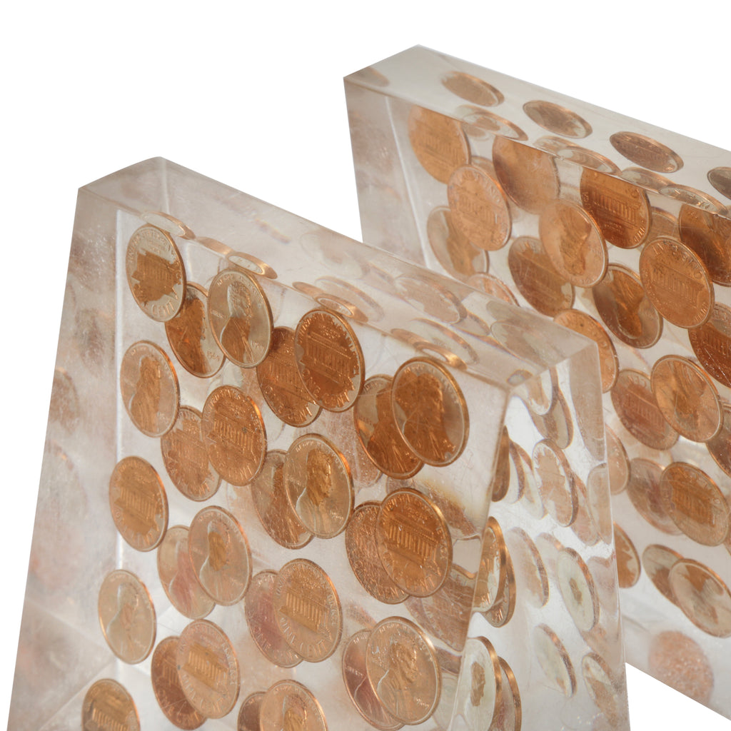 Acrylic Penny Bookends (A+D)