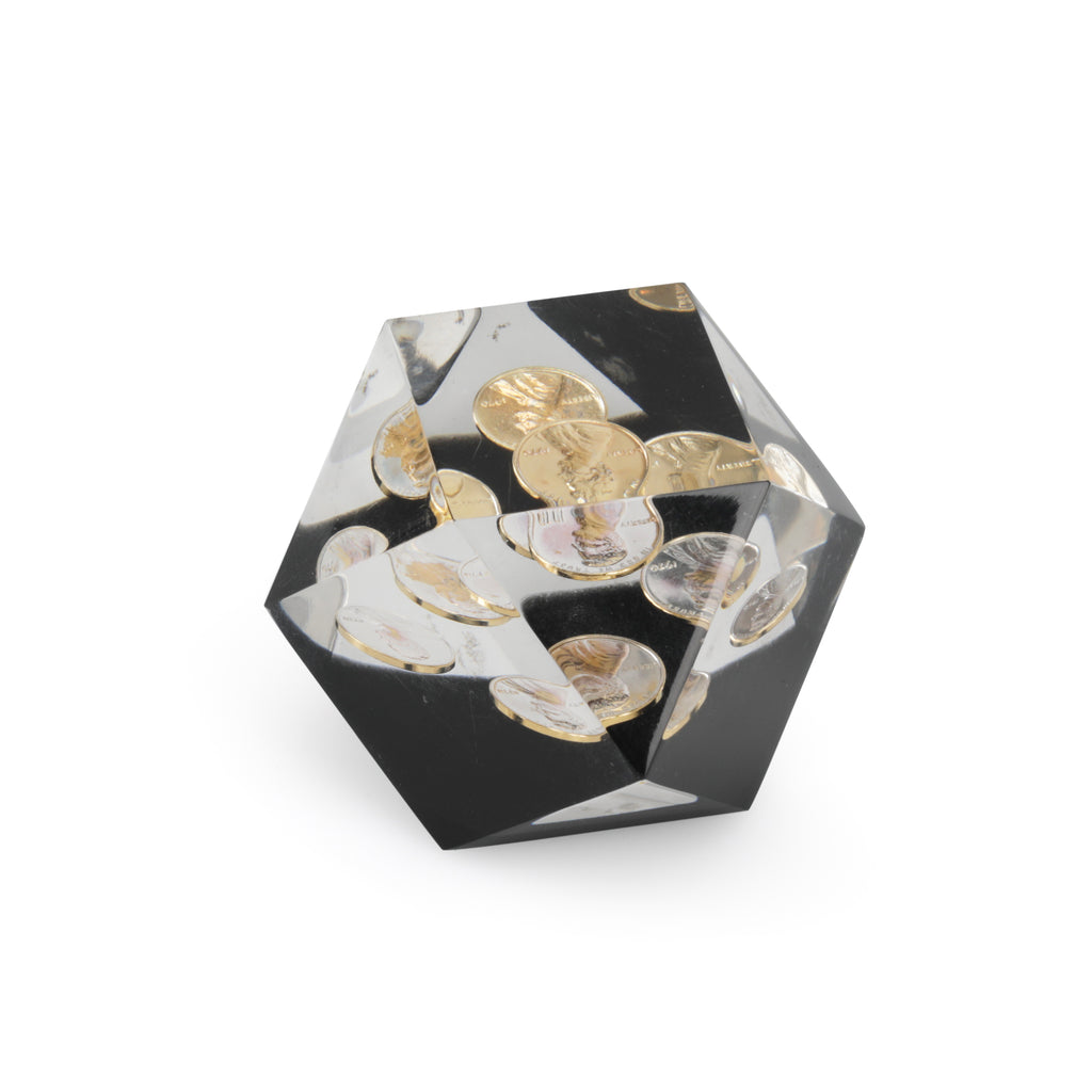 Geometric Black Penny Paperweight (A+D)