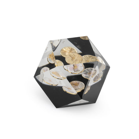 Geometric Black Penny Paperweight (A+D)