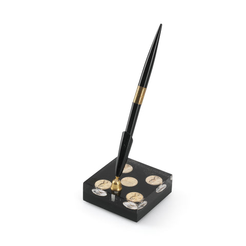 Black Acrylic Penny Pen Holder (A+D)
