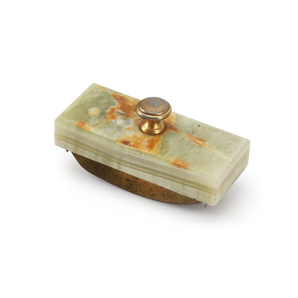 Jade & Brass Paperweight / Stamp (A+D)