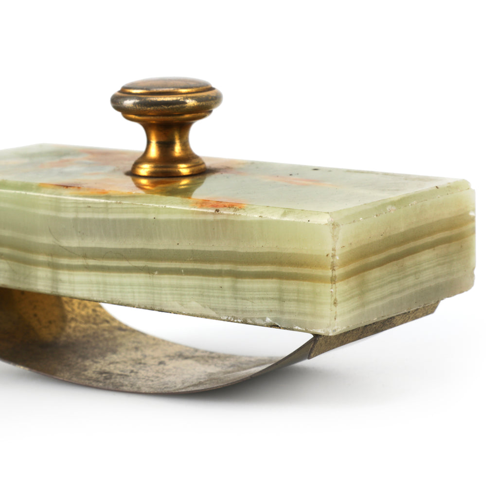 Jade & Brass Paperweight / Stamp (A+D)