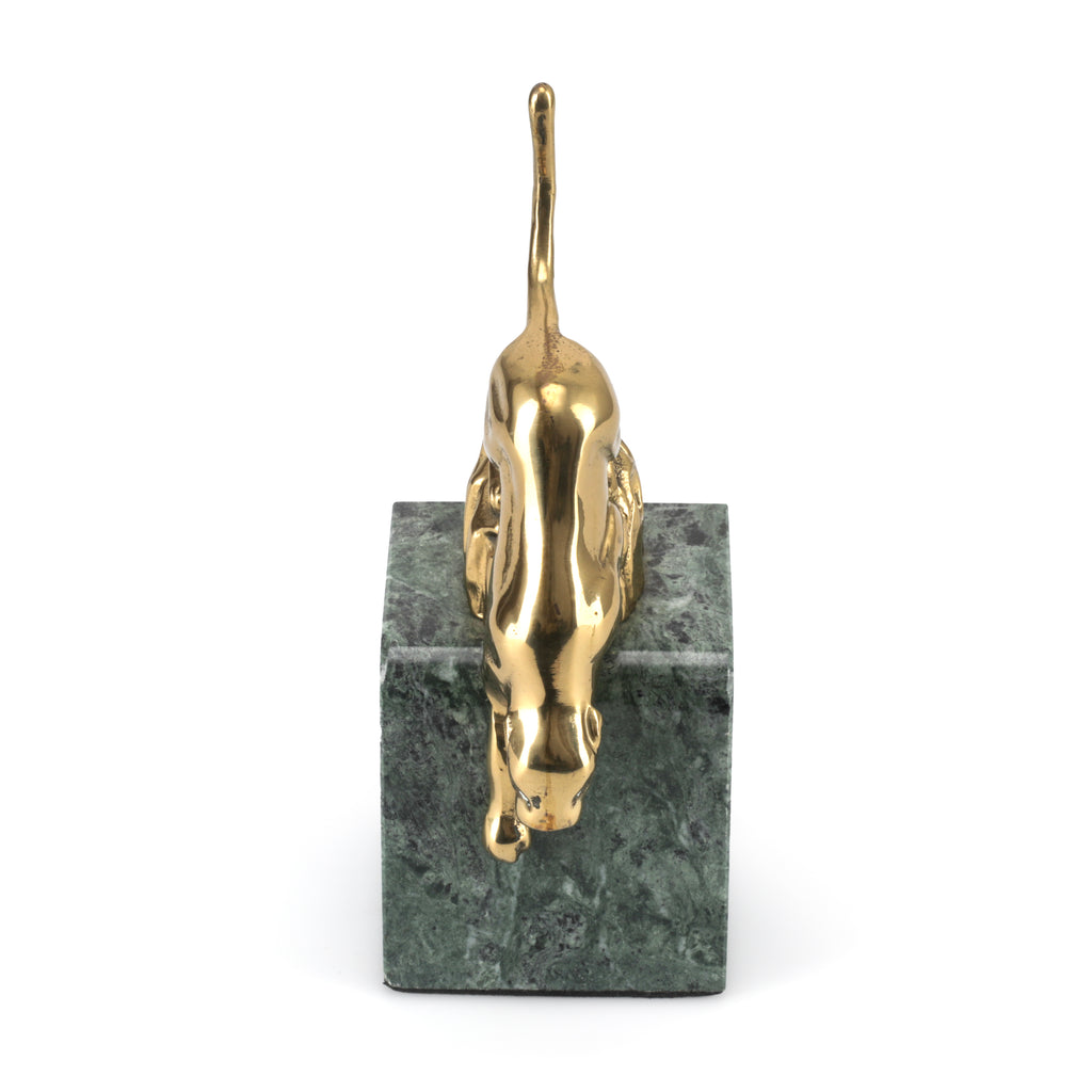 Gold Panther on Green Stone Bookend (A+D)