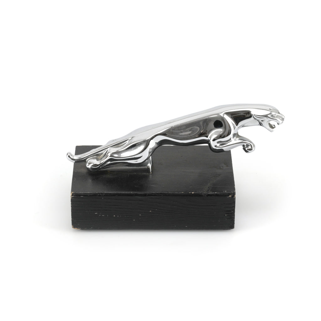 Chrome Jaguar on Black Wood Base (A+D)