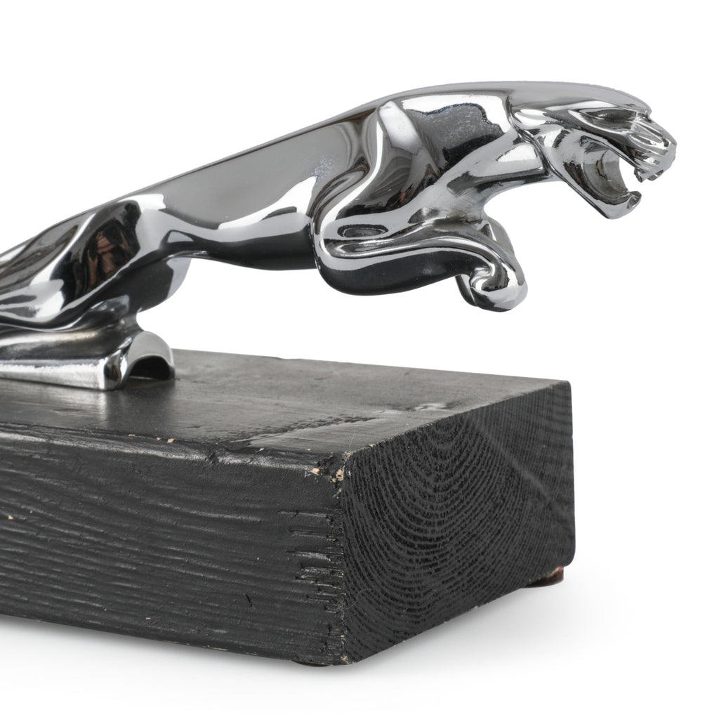Chrome Jaguar on Black Wood Base (A+D)