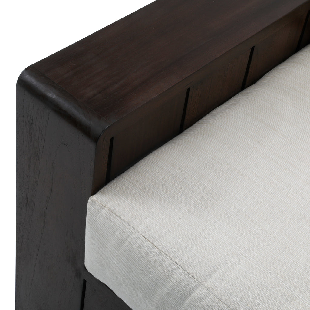 Dark Wood Slatted Outdoor Lounge Chair