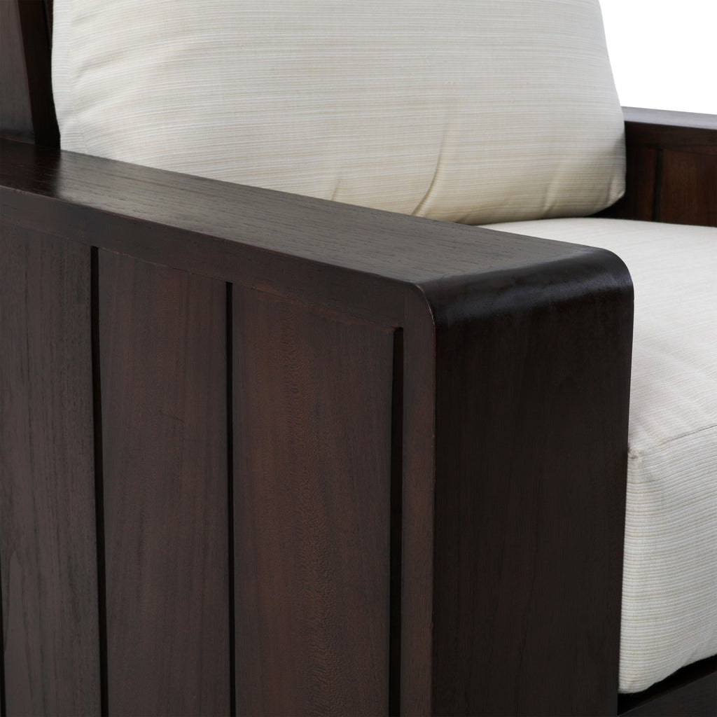Dark Wood Slatted Outdoor Lounge Chair