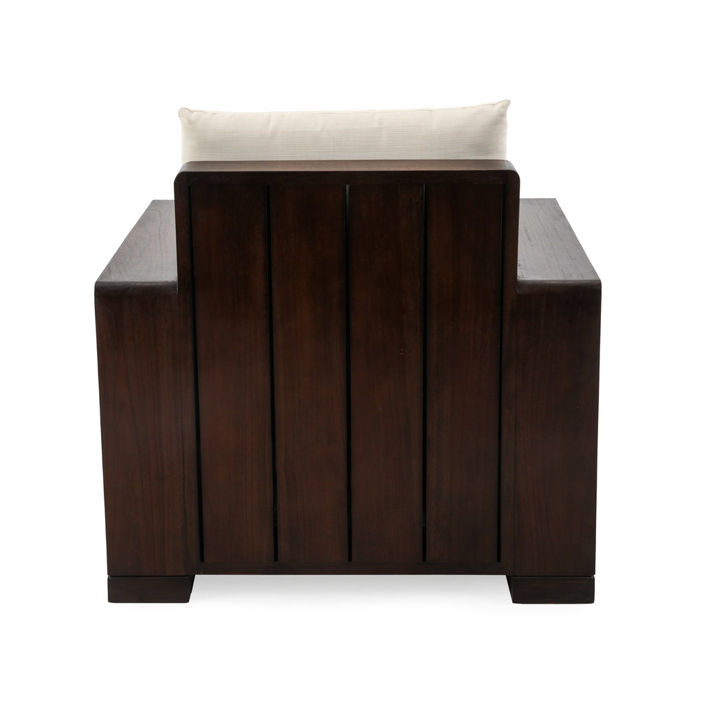 Dark Wood Slatted Outdoor Lounge Chair