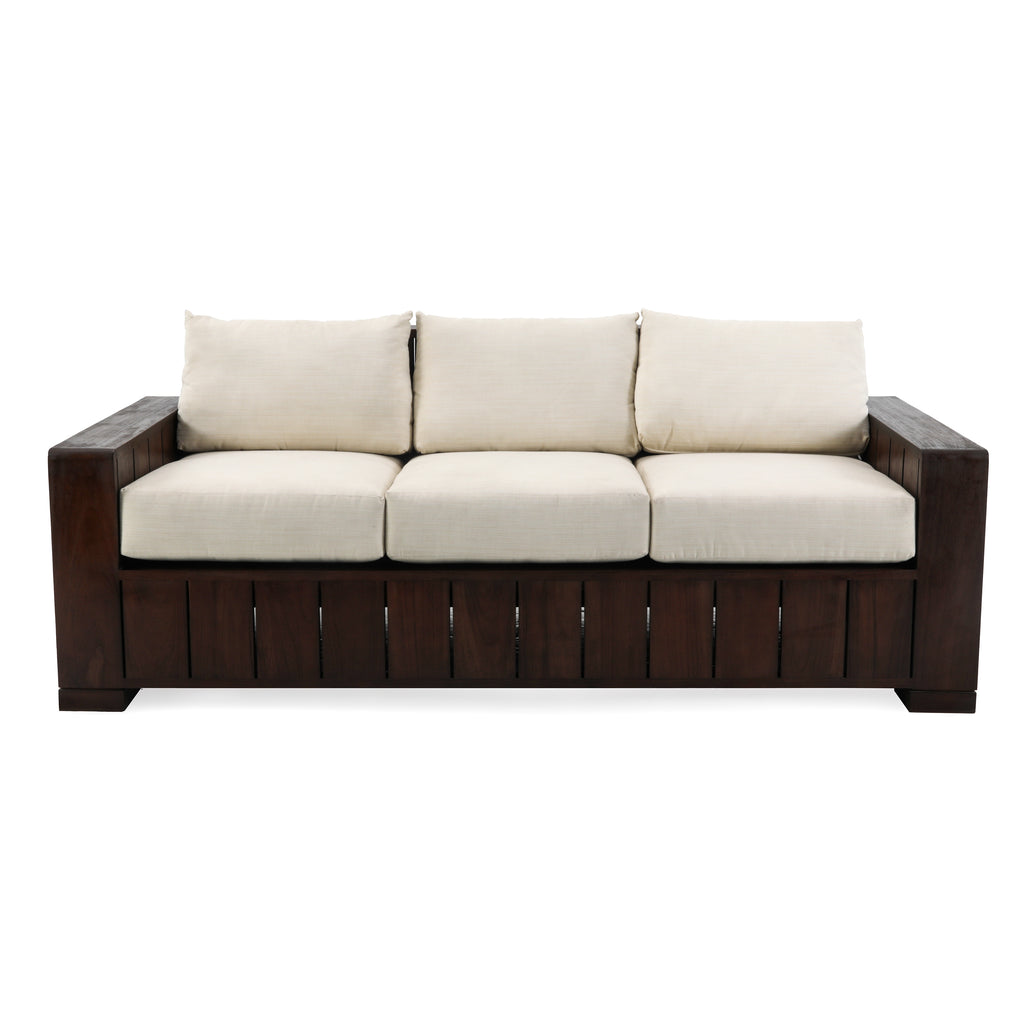 Dark Wood Slatted Outdoor Sofa