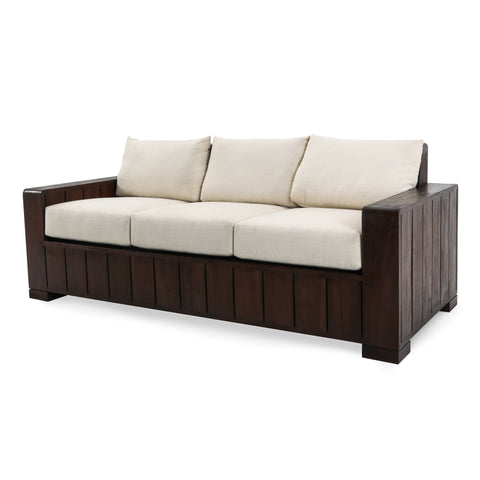 Dark Wood Slatted Outdoor Sofa