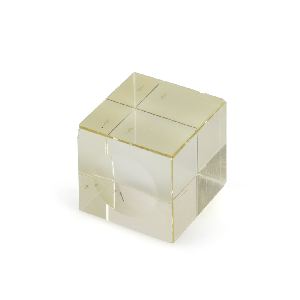 Miniature Amber Glass Cube Paperweight (A+D)