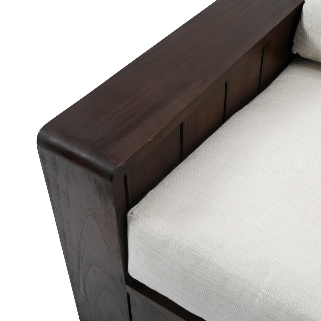 Dark Wood Slatted Outdoor Sofa