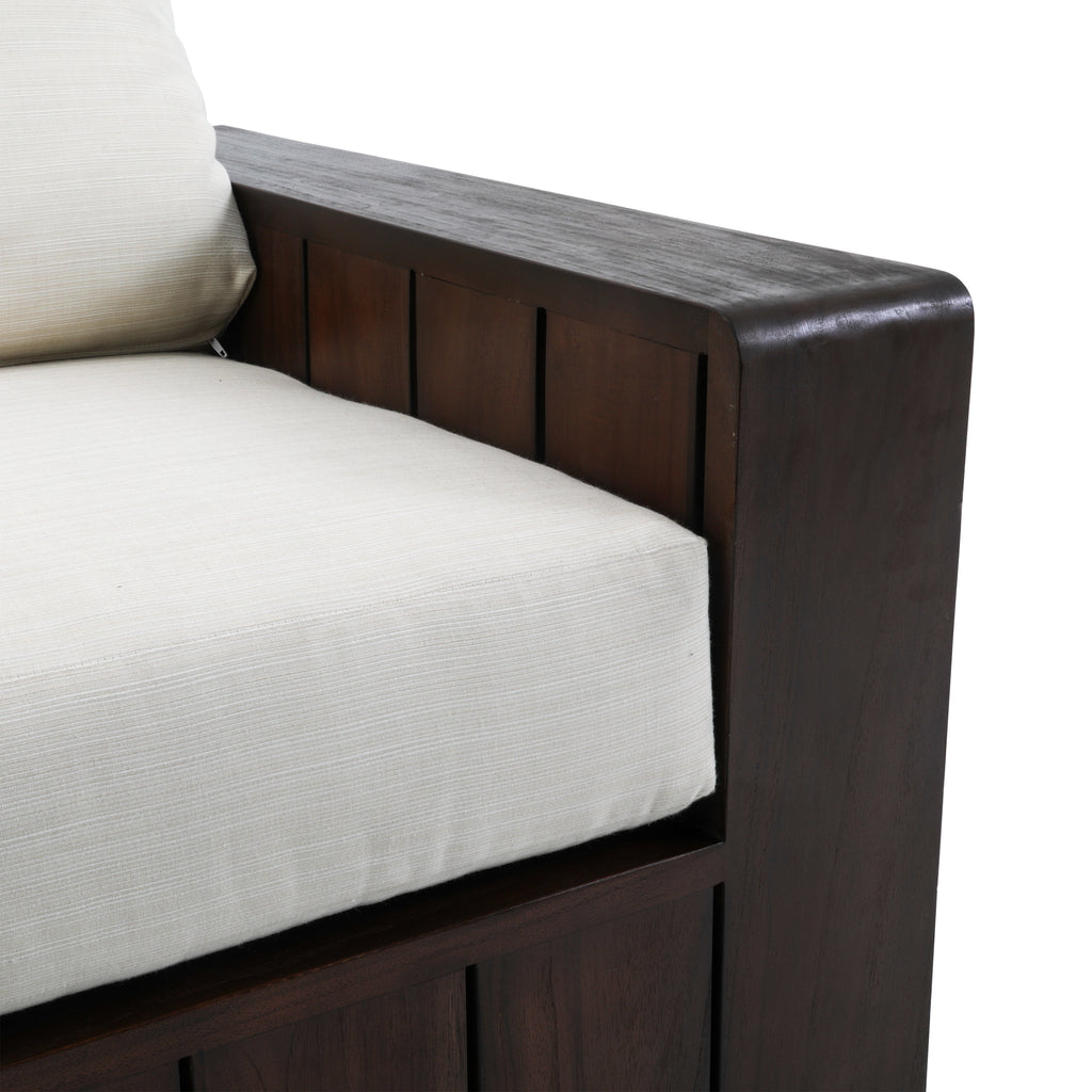 Dark Wood Slatted Outdoor Sofa