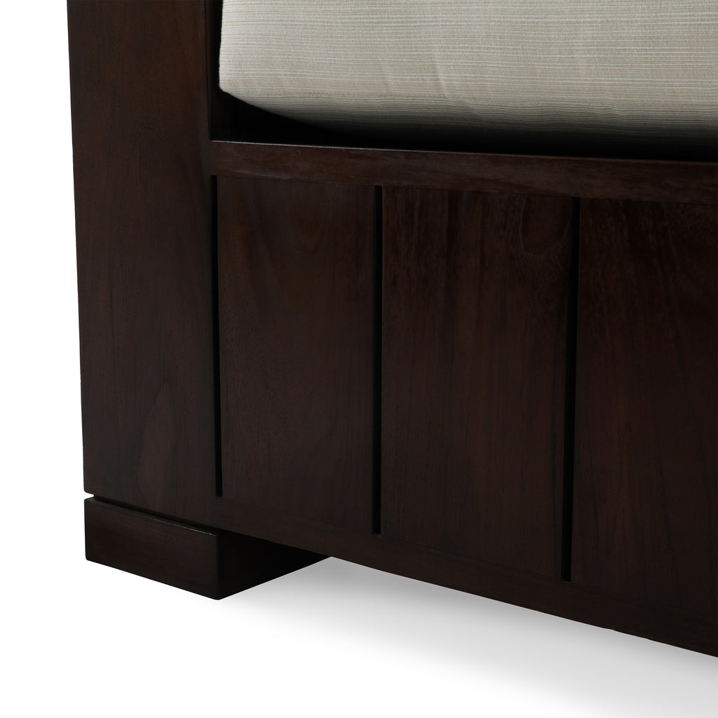 Dark Wood Slatted Outdoor Sofa
