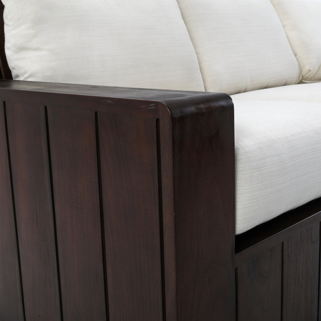 Dark Wood Slatted Outdoor Sofa