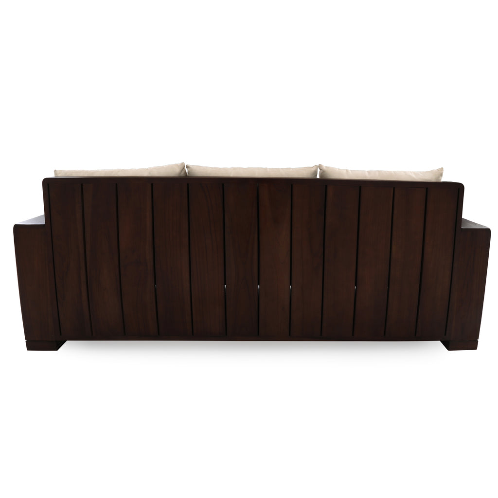 Dark Wood Slatted Outdoor Sofa